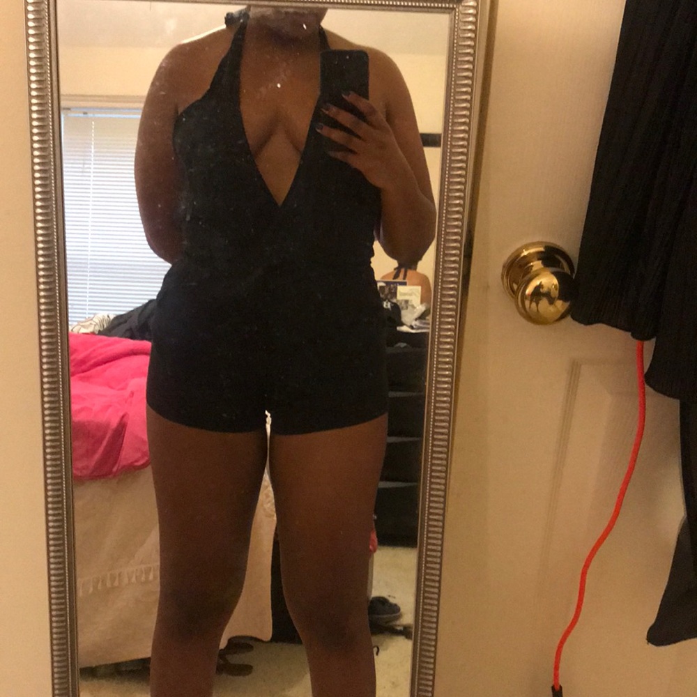 Halter neck black romper!